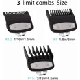 thumbnail image 2 of 3 Pack Clipper Guards Premium Compatible with Wahl Hair Clippers Trimmers with Metal Clip - 3 Cutting Lengths is 1 1/2” ，1/2” and 1”(1.5，3，,4.5 mm) Fits Most Size Wahl Clippers Guide Combs，Black, 2 of 6