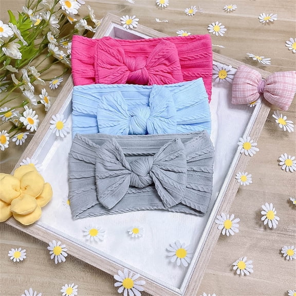Girls Headbands Cute Bowknot Hairbands Size 0-3 Toddlers Trendy Stretchy Elastic Solid Color Hair Accessories Ribbons
