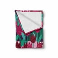 thumbnail image 2 of Floral Soft Flannel Fleece Blanket, Abstract Art Flower Polka Dotted Tulips on Geometric Background Illustration, Cozy Plush for Indoor and Outdoor Use, 50" x 60", Jade Green and Red, by Ambesonne, 2 of 6