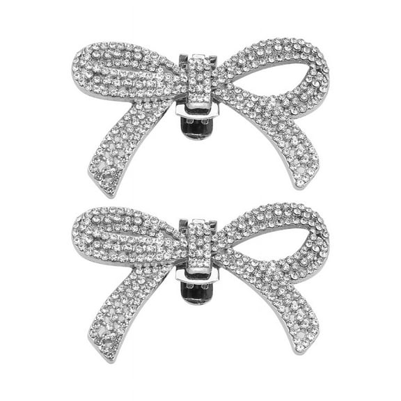 2Pcs Crystal Rhinestones Bow Shoe Clips Wedding Bridal Shoe Buckles DIY Manual Bead High Heels Flower Decorations Silver