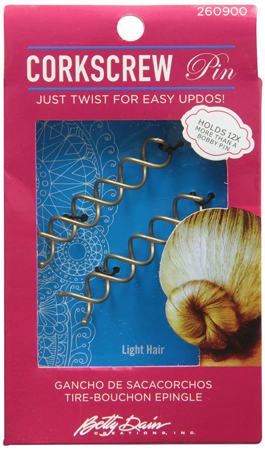 Corkscrew Hair Pin, Twist into Hair for Easy Updos, Holds Twelve Times