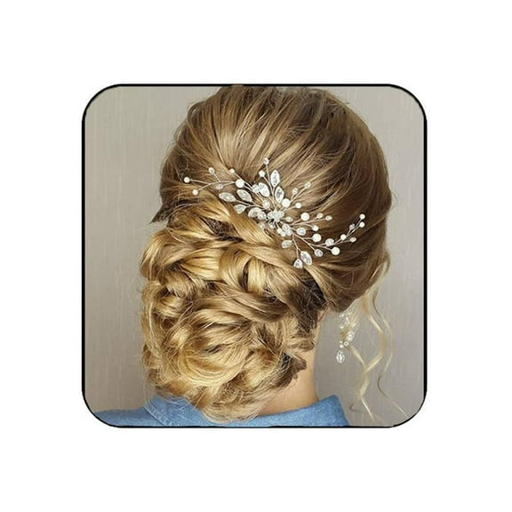 Wedding Hair Pins Clips Set Bride Head Piece Bridal Crystal Hair Jewelry for Women and Girls 1 PC (Silver)