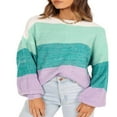 thumbnail image 3 of Pullovers à Manches Longues Col Rond pour Femmes avec Contraste de Couleur, 3 of 9