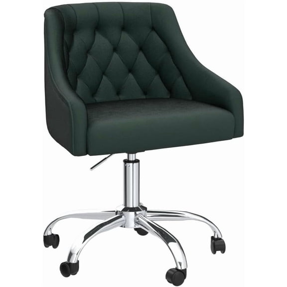 Velvet Office Swivel Chair, Vanity Fabric Desk Pretty Fancy Gold Office Chairs for Girls, 360°Swivel Height Adjustable Reception Chair (DarkGreen)