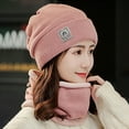 thumbnail image 3 of Luxalzxs Womens Winter Warm Elastic Soft Ear Protection Knitted Scarf Hat Set Fleece Lined Neck Warmer Beanie Hat Set, 3 of 4