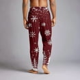 thumbnail image 4 of Fabrcox Christmas Mens Slim Fit Pajamas Bottoms Tree Snowflake Reindeer Printed Loose Fit Lounge Bottoms Casual Baggy Comfy Loose Sleepwear Pj Pants, Wine XL, 4 of 6