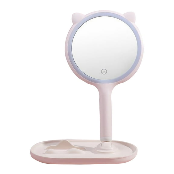 ETHZZLE LED Lighted Makeup Mirrors Portable Makeup Mirror Pink 1Set for Girls