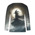 thumbnail image 3 of Midsummer Witches Gather Shirt for Women Halloween Party Shirts Fall Long Sleeve Flowers Printed Pullover Tops, 3 of 4
