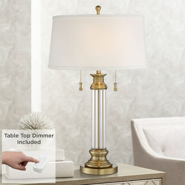 Table Top Dimmer Antique Brass Crystal, Crystal Side Table Lamps