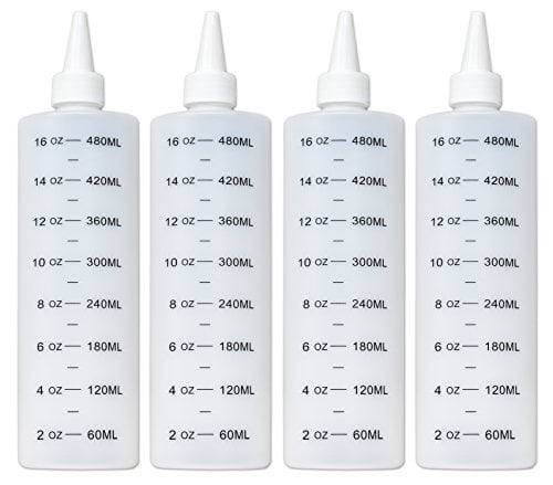 16-Oz Tovla Plastic Squeeze Bottles with Leak-Proof White Cap Set of 4 