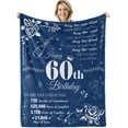 thumbnail image 1 of LHSHID 60th Birthday Gifts for Women Blanket Happy 60th Birthday Decorations Throw Blanket for Her Birthday Gifts for Wife Mom Men Cheers to 60 Years Gifts Blue 30"x40", 1 of 8