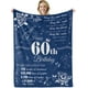 thumbnail image 1 of LHSHID 60th Birthday Gifts for Women Blanket Happy 60th Birthday Decorations Throw Blanket for Her Birthday Gifts for Wife Mom Men Cheers to 60 Years Gifts Blue 40"x50", 1 of 8