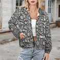 thumbnail image 3 of Jackets for Women Winter Coat Jackets Flannel Stand Collar Jacket(Stone Carved Floral Design,Size:S-4XL), 3 of 7