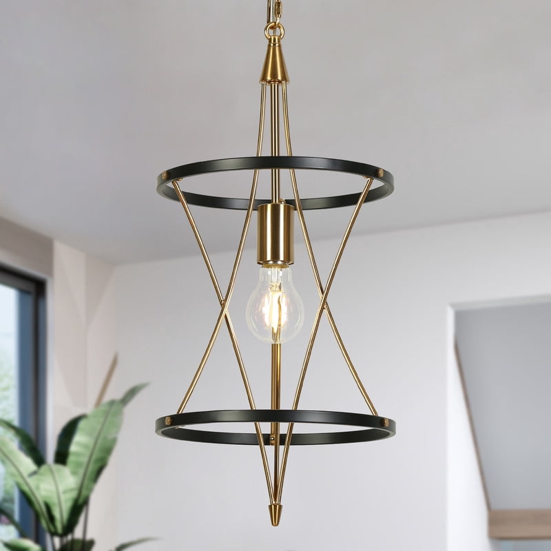 LNC Modern Black and Gold Geometric Pendant Light with E26 Socket for Kitchen or Entryway
