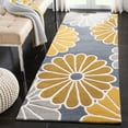 thumbnail image 3 of SAFAVIEH Soho Deven Floral Wool Runner Rug, Grey/Yellow, 2'6" x 8', 3 of 10