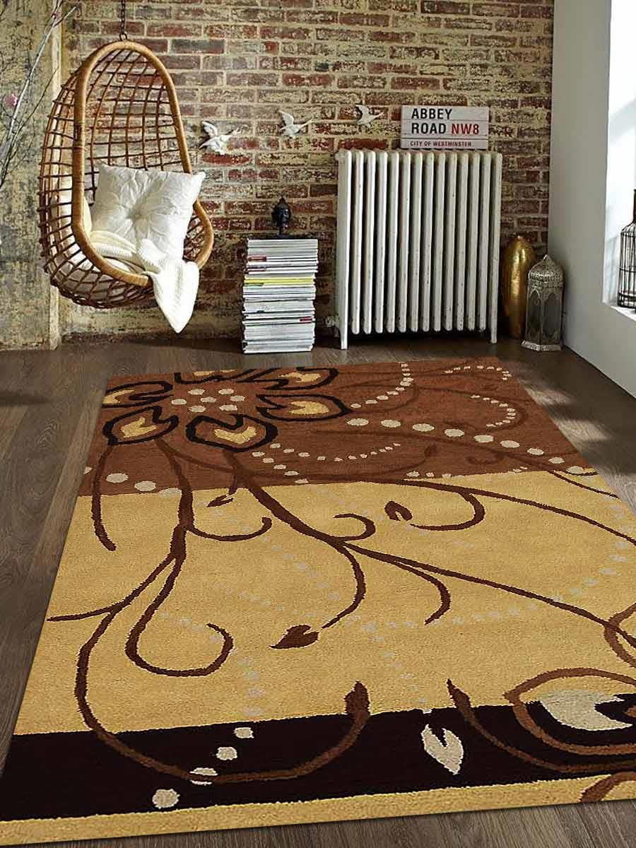 Rugsotic Carpets Hand Tufted Wool 5'x8' Area Rug Contemporary Light