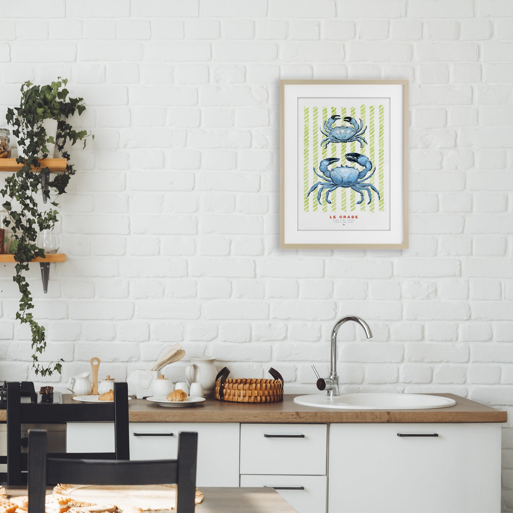 Stupell Industries Modern Bistro Crabs Birch Framed Print Under Glass, design by Chad Barrett