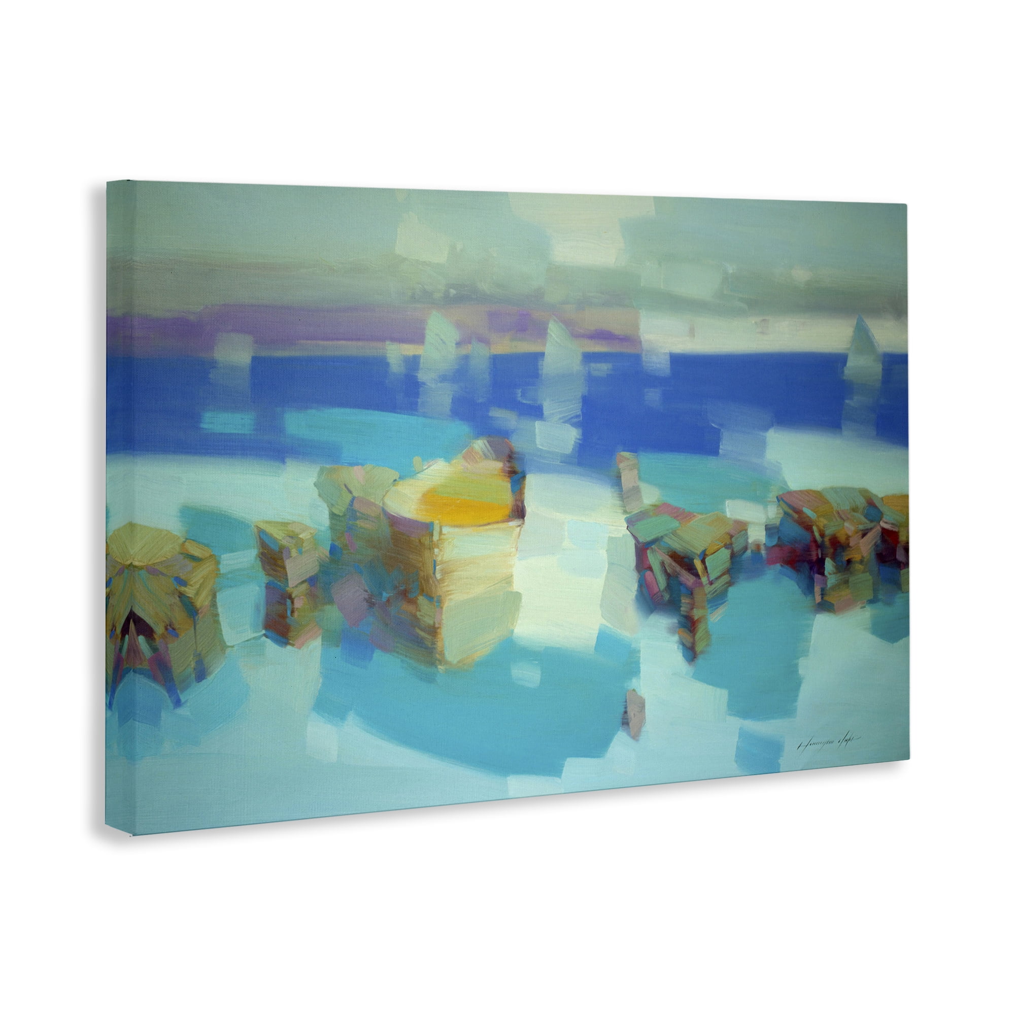 Stupell Industries Abstract Nautical Cliffs Abstract Painting Gallery Wrapped Canvas Art Print Wall Art, 24 x 16