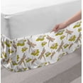 thumbnail image 2 of Dragonfly Bed Skirt, Lotus Flower with Symbolic Insects Yoga Meditation Theme Print, Elastic Bedskirt Dust Ruffle Wrap Around for Bedding Decor, 4 Sizes, Apple Green Cream, by Ambesonne, 2 of 2