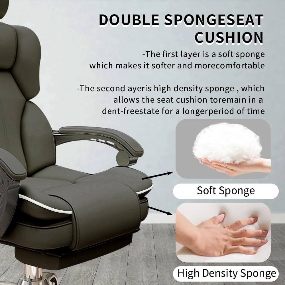 WXJHL Ergonomic Office Chair High Back Cushion Lumbar Back Support Computer Chairs with Footrest and Lumbar Support PU Leather Office Reclining Chair Gameing Chair Desk Chair（Black）