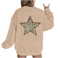 thumbnail image 2 of Htigea Oversized Sweatshirts for Women Trendy Star Print Long Sleeve Pullover Loose Casual Crewneck Tops Khaki XL, 2 of 4