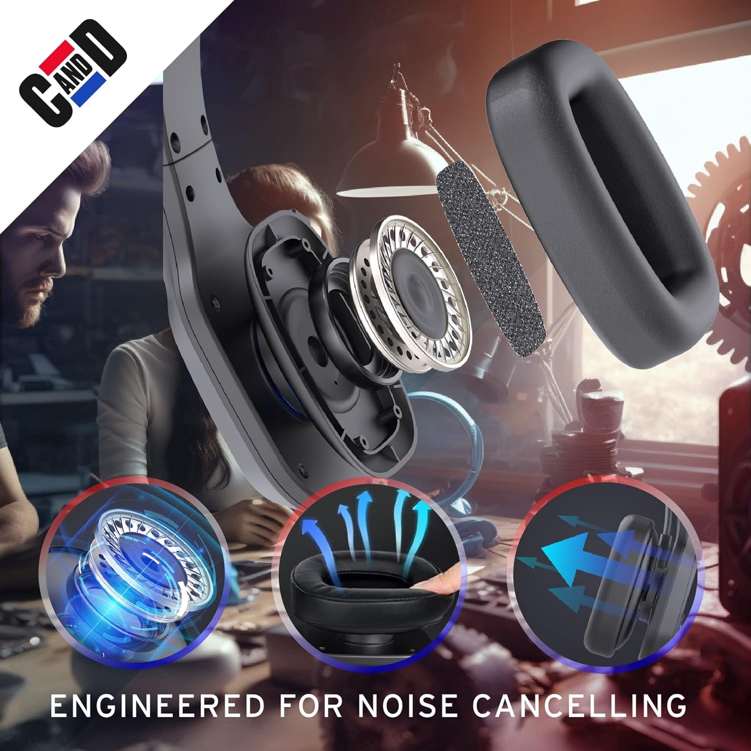 Car and Driver Trucker Bluetooth Headset, Wireless Headset Noise Canceling Headphones with Microphone, Home Office, Zoom, Call Center, Clear Highway, Siri Alexa Google Compatible