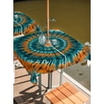 thumbnail image 3 of Square Outdoor Tablecloth With Umbrella Hole And Zipper– Abstract Ethnic Tie Dye Waterproof Patio Table Cover for Party, Picnic, Backyard, 60"x60" , Explosion Teal Brown, 3 of 8