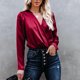 thumbnail image 1 of Pntutb Mujer Moda Sexy Cuello En V Manga Larga Suelta Cintura Elástica Camisa Top Pntutb Pntutb-6832, 1 of 9