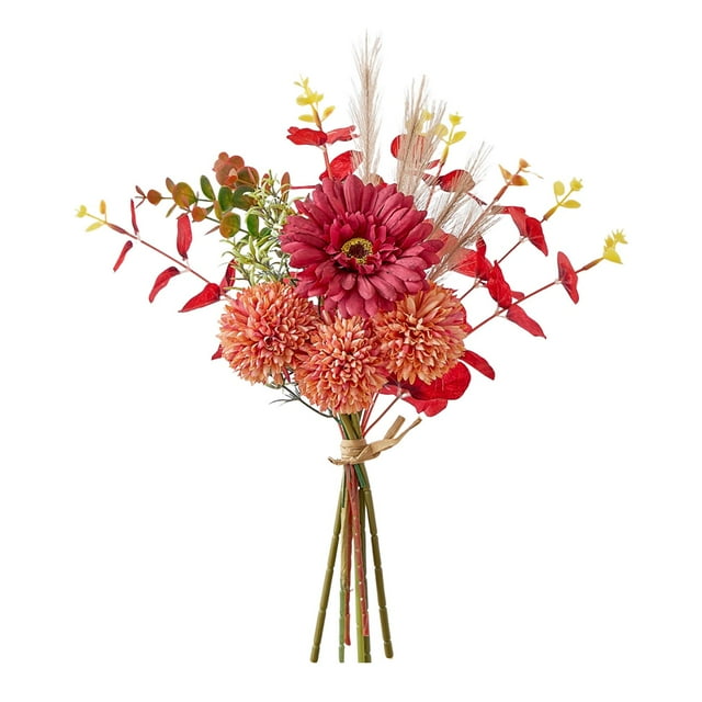 Ramo de flores artificiales, arreglos florales, plantas artificiales rústicas, centros de mesa para el hogar, , decoración de boda Rojo