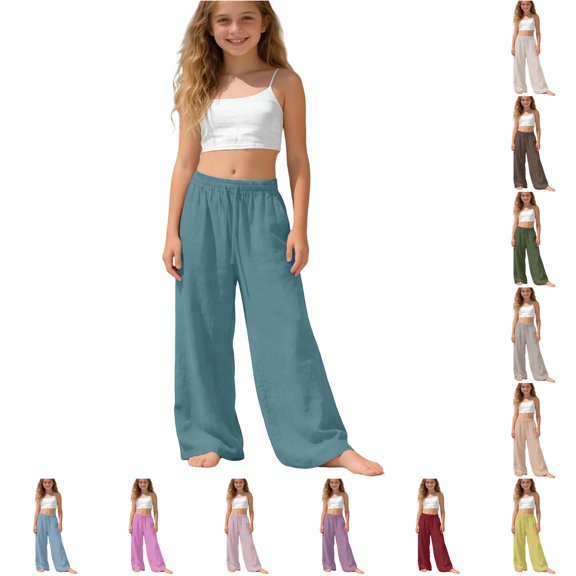 WERYOUNG Girl's Casual Pants Soft Everyday Wear Loose Fit Trousers With Elastic Waist Outdoor And School Pant Stylish Bottom 4-5 Years