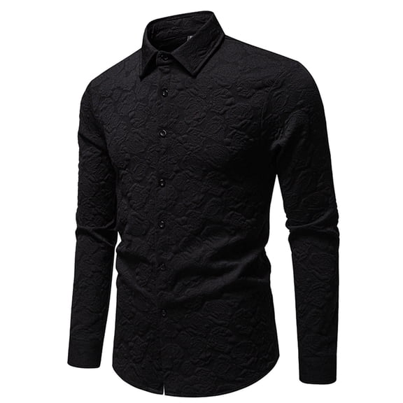 DAFPZW Men's Funky Floral Texture Long Sleeve Dress Shirts Slim Fit Button Down Business Casual Lapel Shirt