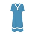 thumbnail image 3 of QUNYINEY Casual Summer Womens Dresses Lace Blue Midi Short Sleeve A Line Dress Loose Fit Vacation Beach V Neck Dresses, 3 of 8