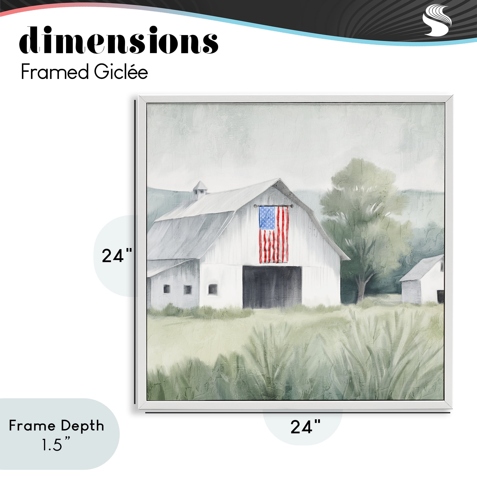 Stupell Industries Home USA Flag Barn White Framed Giclee Art, design by Kim Allen