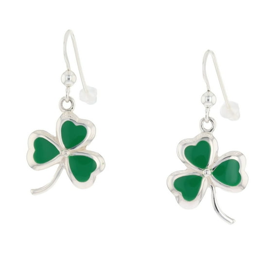Jewelry Trends Celtic Shamrock Clover Good-Luck Sterling Silver Dangle Earrings