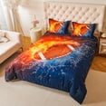 thumbnail image 4 of Koniroom 3-Piece Fire and Water Football Comforter Set Full Size for Boys - Bold Sports Bedroom Decor - Themed Bedding Gift Idea, 4 of 8
