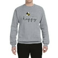 thumbnail image 2 of Wild Bobby, Bee Happy Motivational Inspirational Teachers, Pop Culture, Unisex Crewneck Graphic Sweatshirt, Heather Grey, XX-Large, 2 of 4