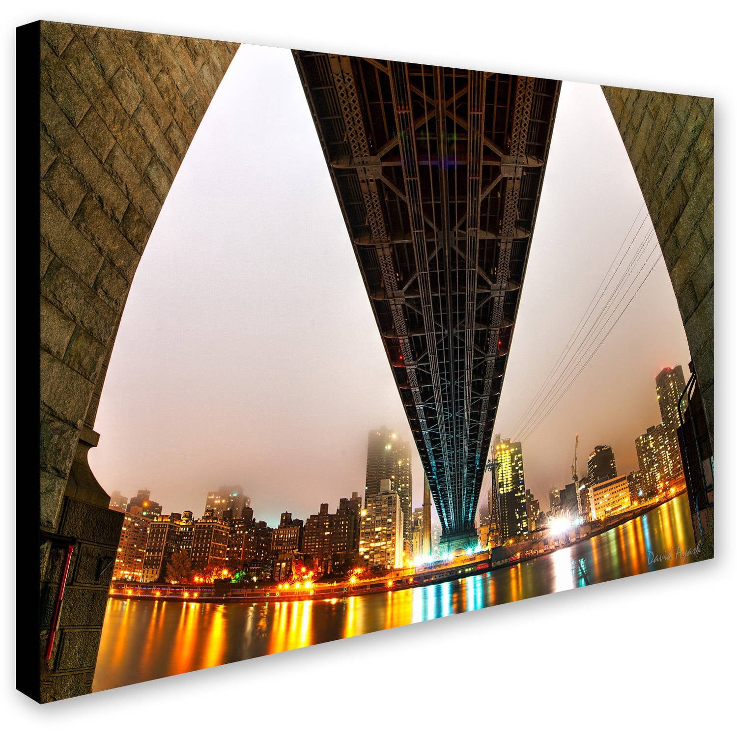 Trademark Fine Art "Under the Queensboro Bridge" Canvas Art by David Ayash