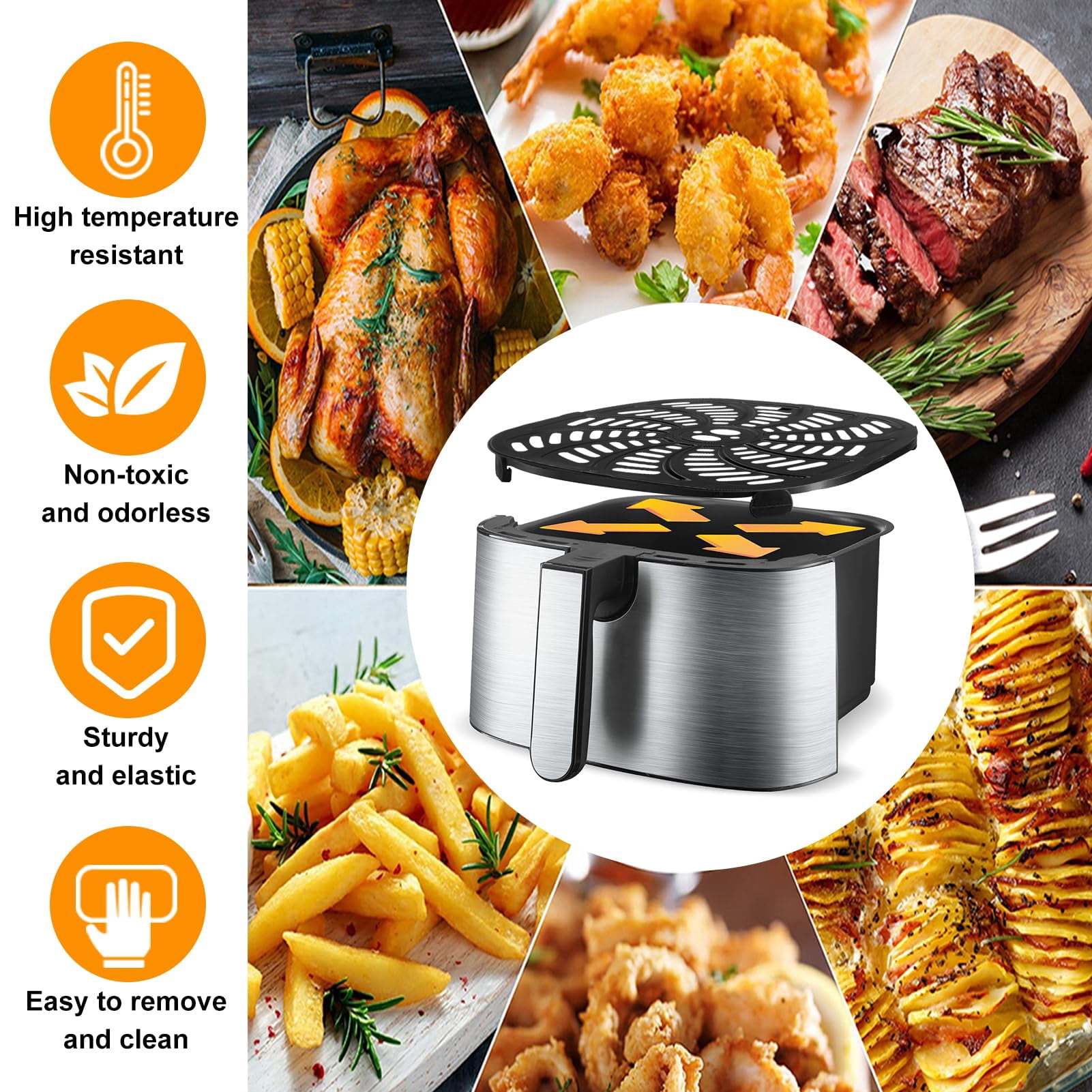 GCQ Air Fryer Replacement Tray for Gourmia GAF856 GAF826 Air Fryer, Nonstick 9.8''*9.8'' Air Fryer Replacement Parts Grill Pan Plate Crisper Plate