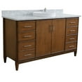thumbnail image 3 of MCM 61" Single Round Sink Vanity with White Marble Stone in Walnut, 3 of 11