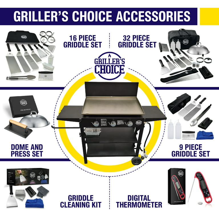 Grillers Choice- Ultimate Griddle Accessories Set- Metal Spatula Set for and by