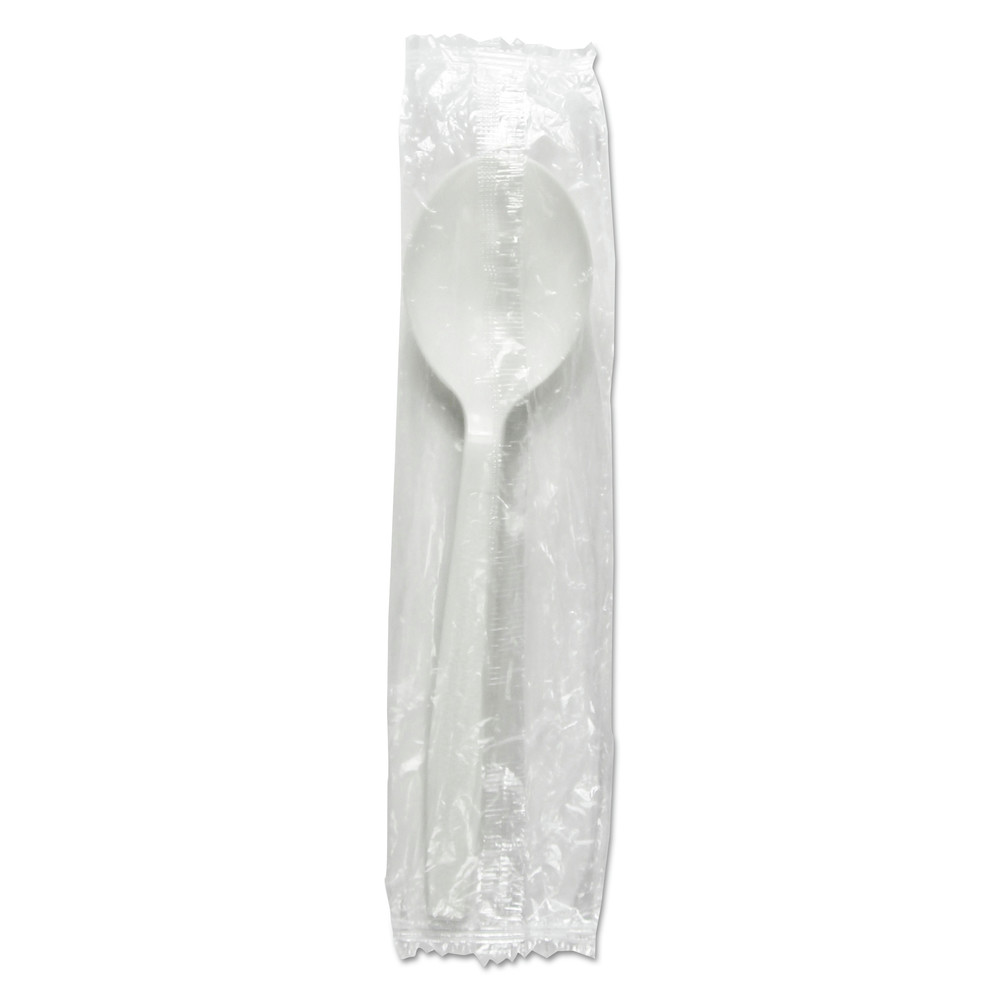 Boardwalk BWKSSHWPPWIW Wrapped Heavyweight Polypropylene Soup Spoons - White (1000/Carton)