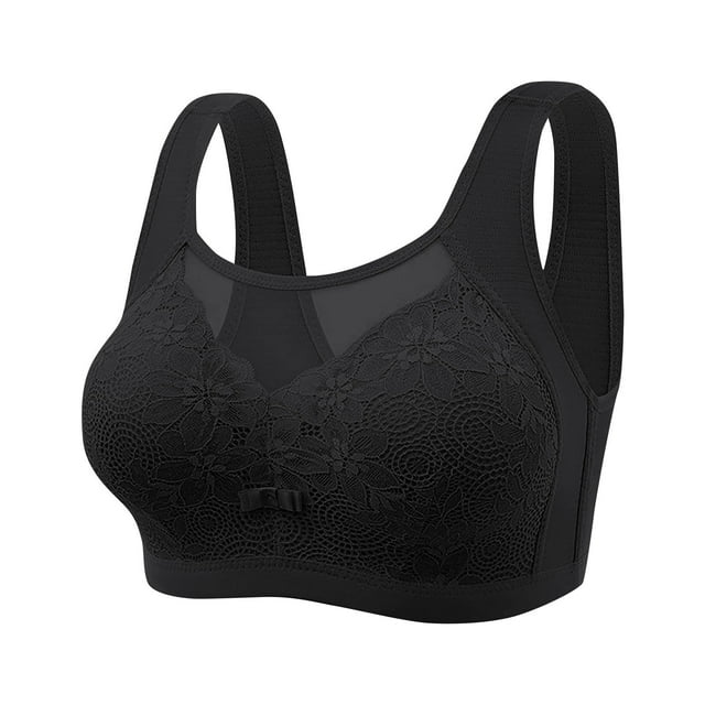 Embroidery Push Up Bras for Women No Underwire Soft Supportive Bras Breathable Wide Strap Bra Full Coverage Bralettes