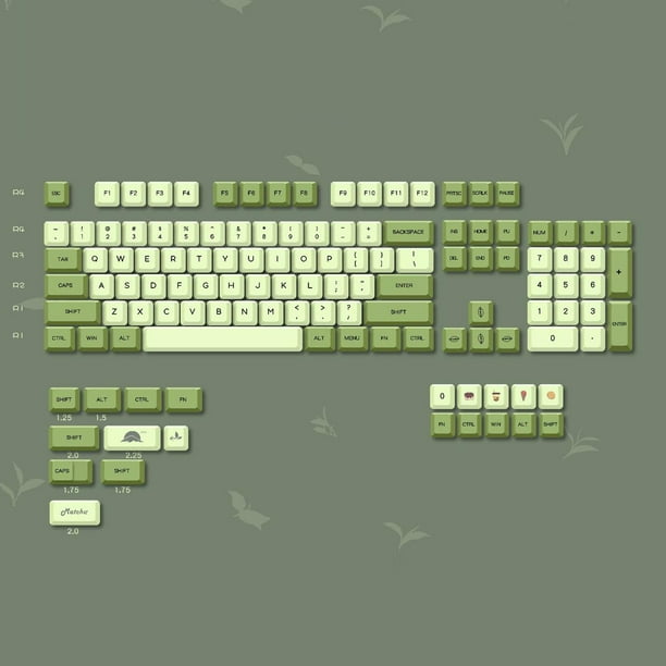 Cubierta de ensamblaje de teclas PBT de 124 teclas, ( tecla) Tapas de teclas estándar, para mecánico 68 75 84 87 98 104 108 61 63 64 inglés Hugo Teclas de teclado