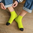 thumbnail image 3 of Rateoe Yellow Pattern Quarter Crew Socks,Toe Seamed Ankle Socks,Cotton Cushioned Breathable Athletic Crew Sports Socks, 3 of 7