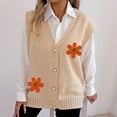 thumbnail image 2 of Tnhcen Women's Crochet Flower Cardigan Acrylic Knit Vest Boho Chic V-Neck Cover Up Free Size Summer To Fall Fashion Button Front Casual Duster, 2 of 6