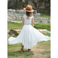 thumbnail image 5 of LIIPEE Girls Sleeveless Long Dress Kids Summer Solid Color Lace Ruffle Flowy A Line Party Gown Dresses With Asymmetrical Hem,9-10 Years, 5 of 7
