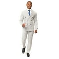 thumbnail image 2 of Slim Fit Double Breasted 2 Button Peak Lapel Chalk Grey Plaid Men's Suit 46 Long, 2 of 9