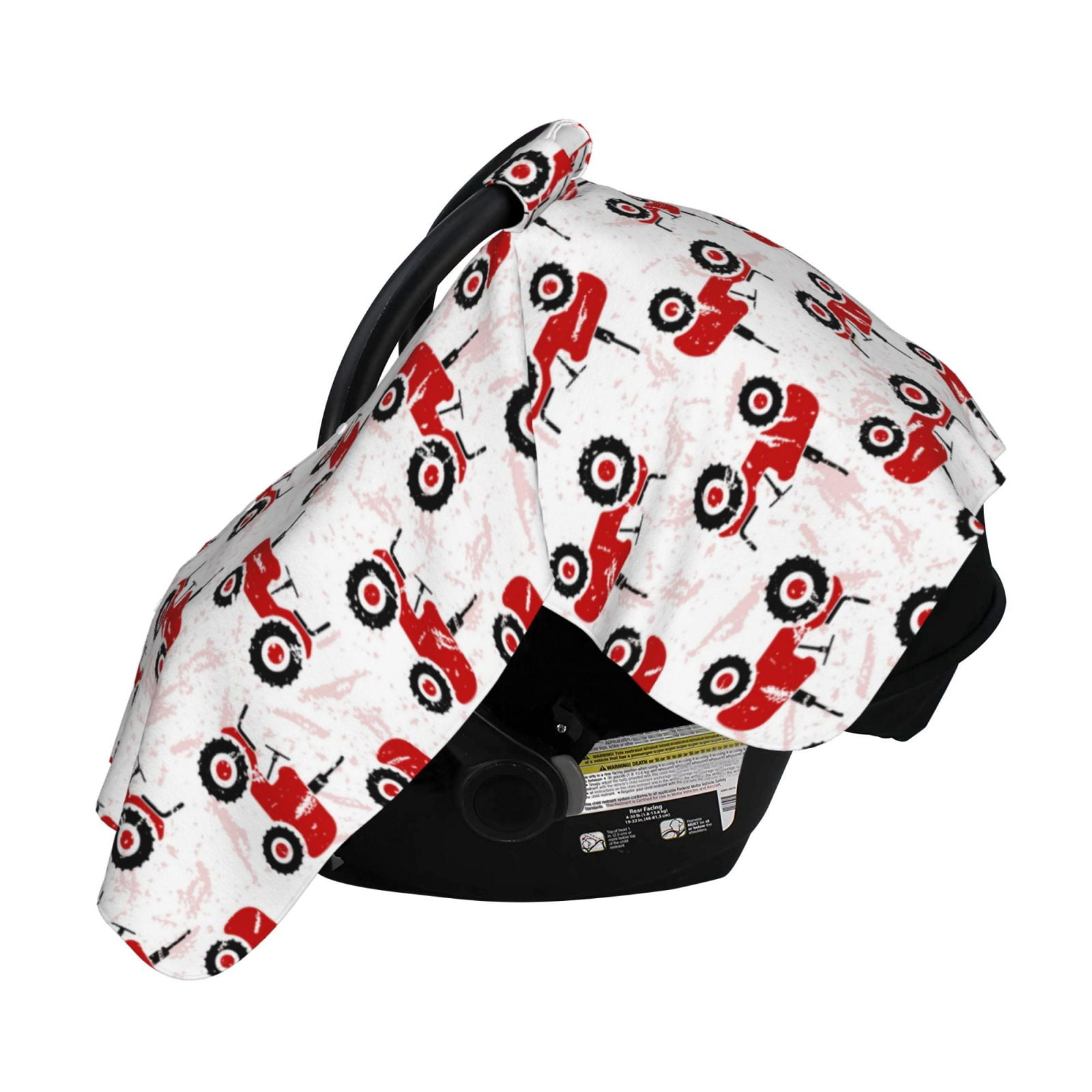Naloa Red Wheeled Tractors Baby Car Seat Cover, Breathable Baby Carrier Cover, Multiuse Baby Carrier Cover & Nursing Breastfeeding Cover