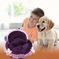 thumbnail image 6 of Hvmvliv Cute Dog Bed Round Puppy Bed Thicken Pets Cushion Winter Warm Soft Sleeping Pad for Small Dogs and Cat Purple, 17.7x17.7 in, 6 of 6