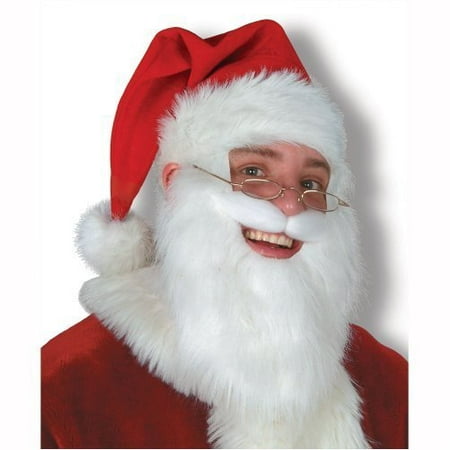 Plush Santa Hat w/Beard & Moustache Party Accessory (1 count) (1/Pkg)